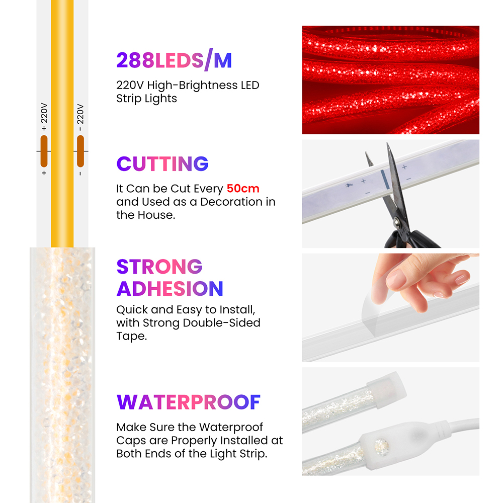 Tira de Luces LED COB de 288 L - Decor Lighting Uk reseña y precio