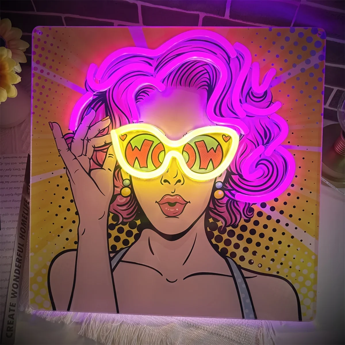 Wow Lady Pop Art LED letrero d - Outdoor Lighting Decor Wow reseña y precio